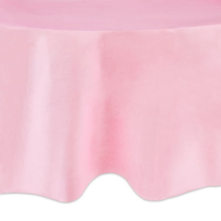 Round 84" Light Pink Plastic Table Cover, by Way To Celebrate