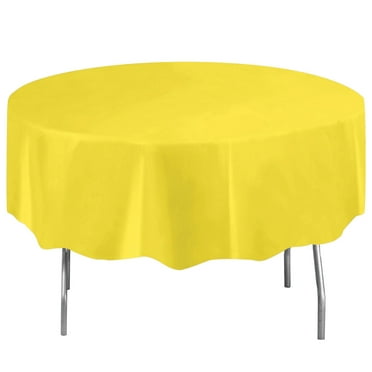 Round 84" Neon Yellow Plastic Table Cover, by Way To Celebrate