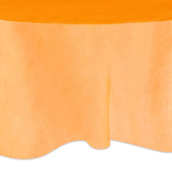 Round 84" Orange Plastic Table Cover, by Way To Celebrate