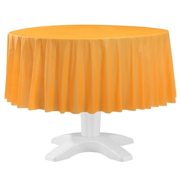 Round 84" Orange Plastic Table Cover, by Way To Celebrate
