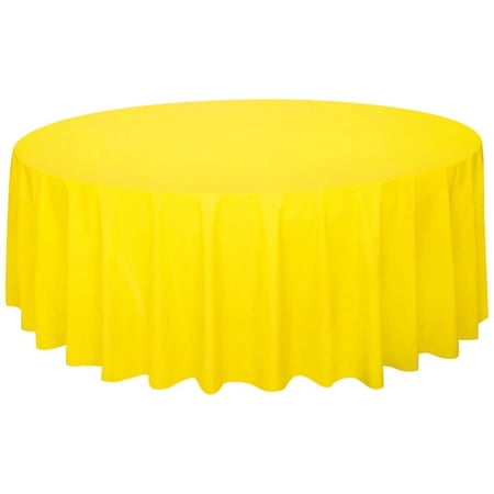 Neon Yellow Round Plastic Table Cover, 84"