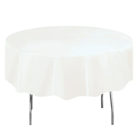 Round 84" White Plastic Table Cover, by Way To Celebrate