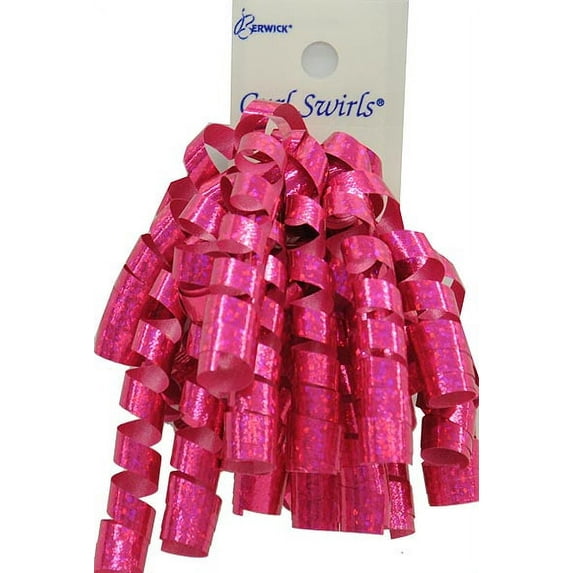 Way to Celebrate Shocking Pink Holographic Curl Swirl, Poly Ribbon Curling Bow, Everyday, All-Occasion, 1 Count