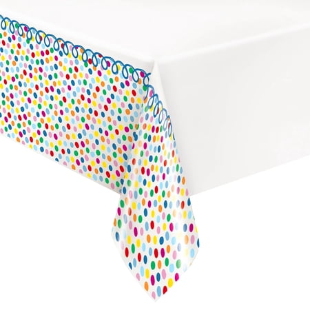 Squiggles & Dots Birthday Plastic Party Tablecloth, 84 x 54in, by Way To Celebrate