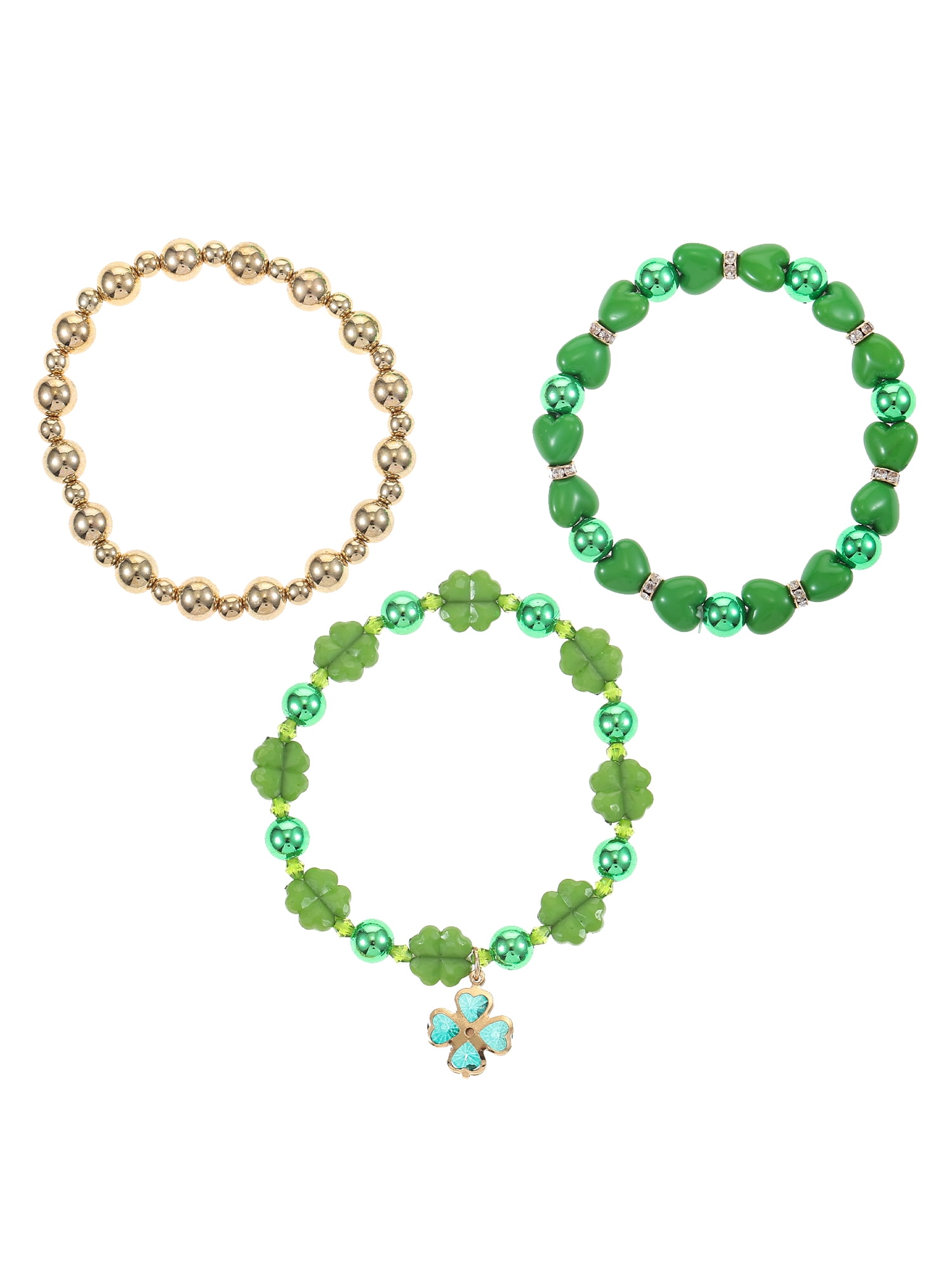 Way to Celebrate St. Patrick's Day Bead Stretch Bracelets, 3 Piece