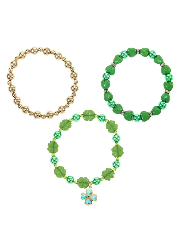 St. Patrick's Day Bead Stretch Bracelets, 3 Piece