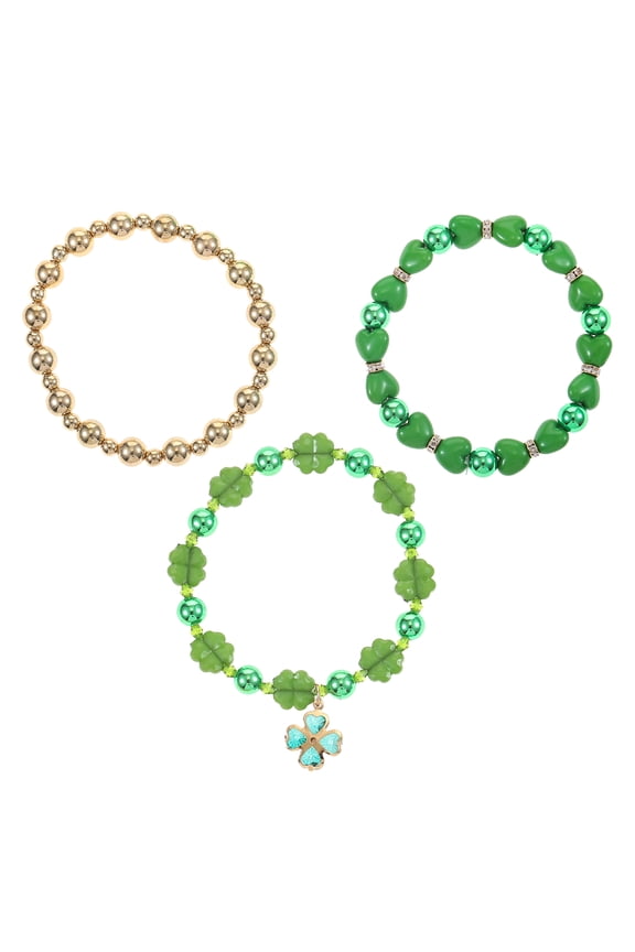 St. Patrick's Day Bead Stretch Bracelets, 3 Piece