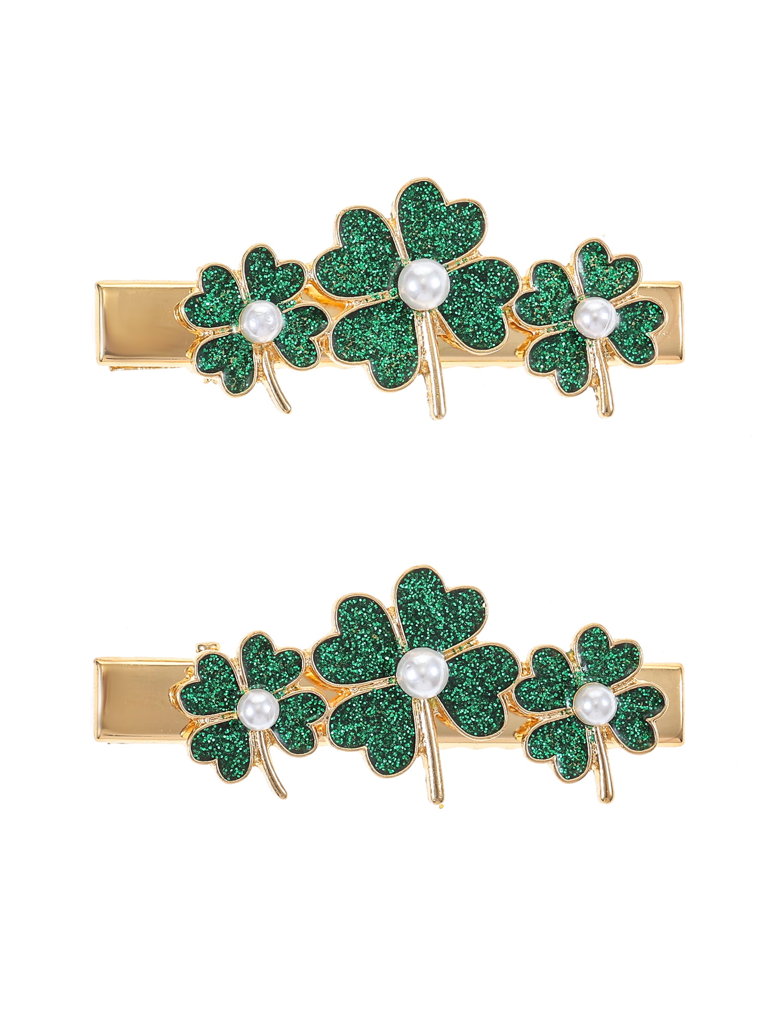 Way to Celebrate St. Patrick's Day Clover Hair Clips, 2 Pieces