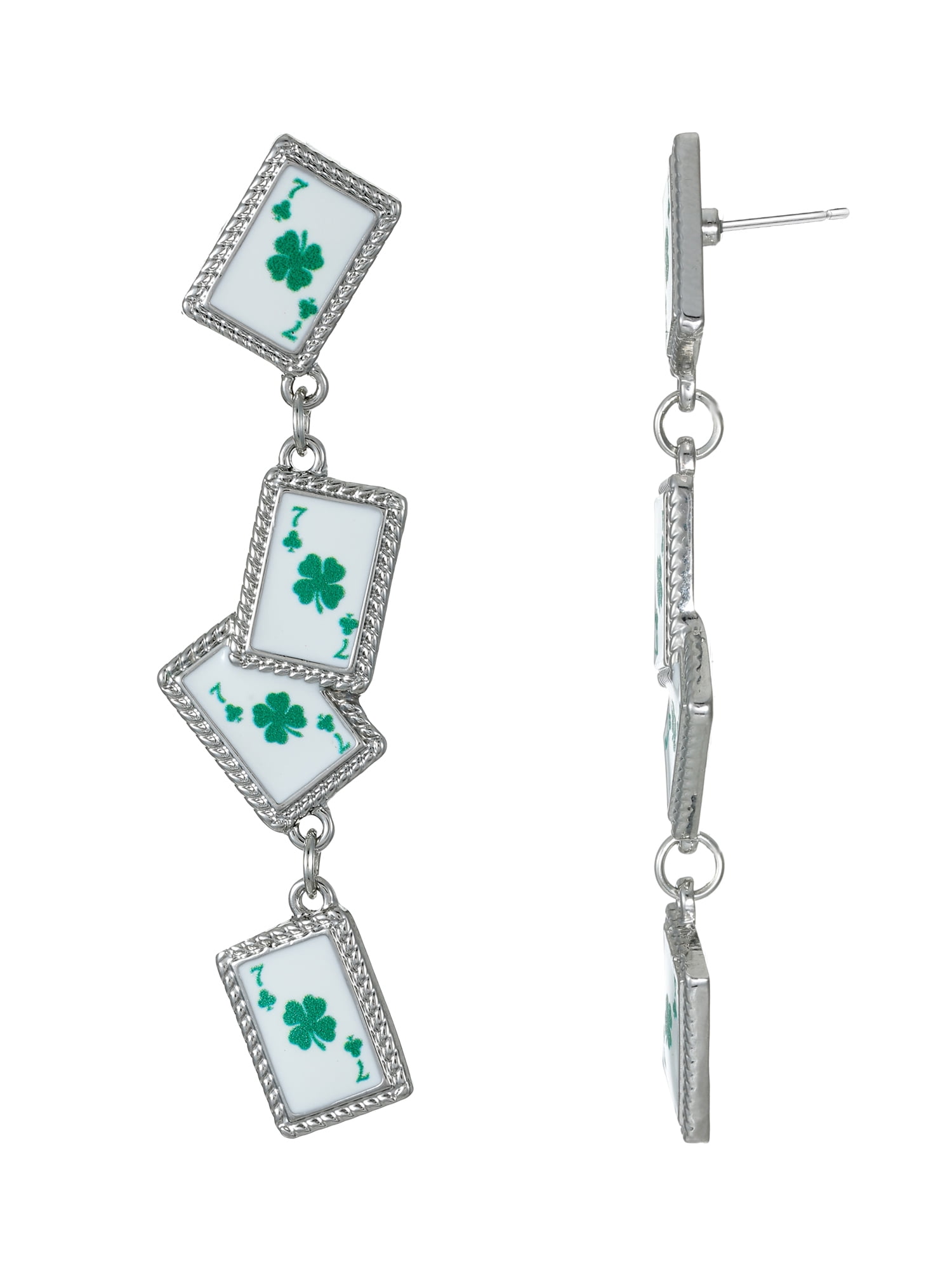 Way to Celebrate St. Patrick's Day Green Cards Dangle Earrings, 1 Pair