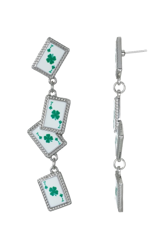 St. Patrick's Day Green Cards Dangle Earrings, 1 Pair