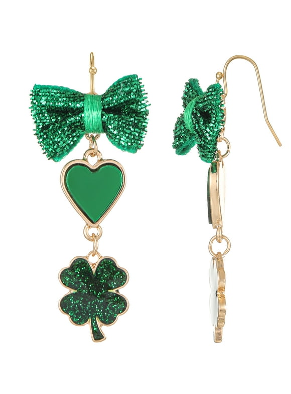 St. Patrick's Day Green Dangle Charm Earrings, 1 Pair