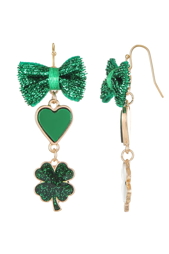 St. Patrick's Day Green Dangle Charm Earrings, 1 Pair