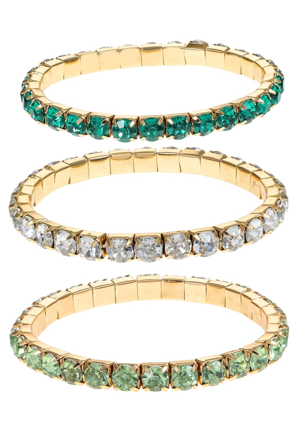St. Patrick's Day Green Rhinestone Bracelets, 3 Pieces