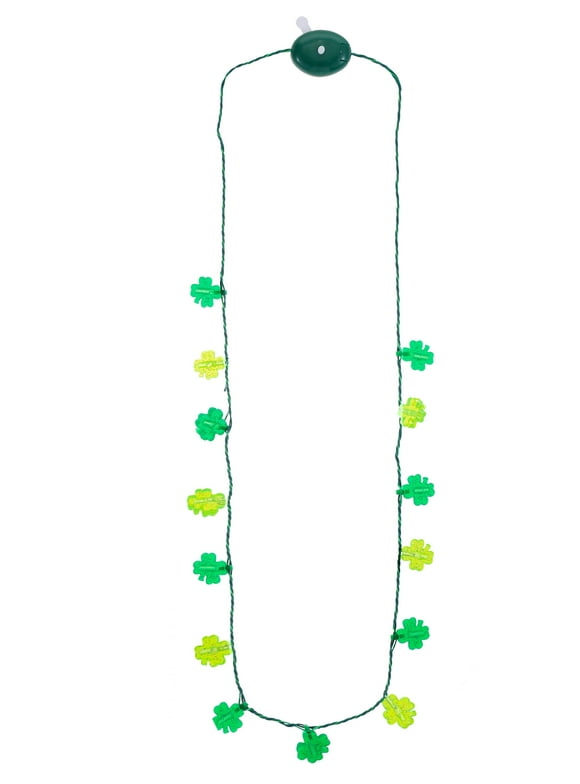 St. Patrick's Day Light-Up Shamrock Necklace, Green, 1 Piece