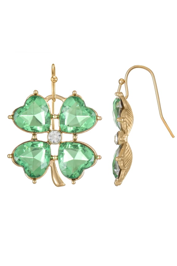 St. Patrick's Day Rhinestone Clover Earrings, 1 Pair