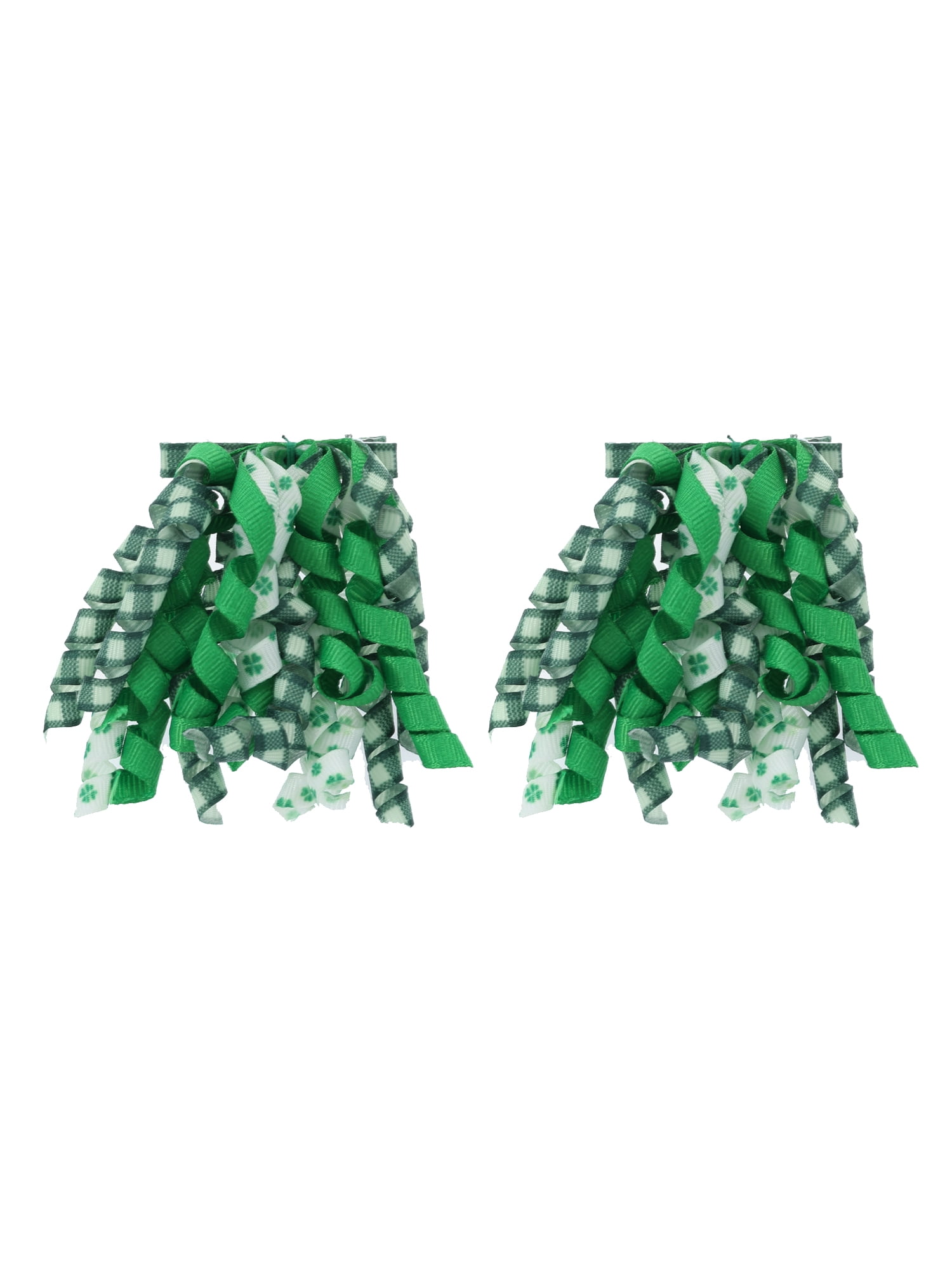 Way to Celebrate St. Patrick's Day Curly Twist Green Hair Bow, 2 Pieces