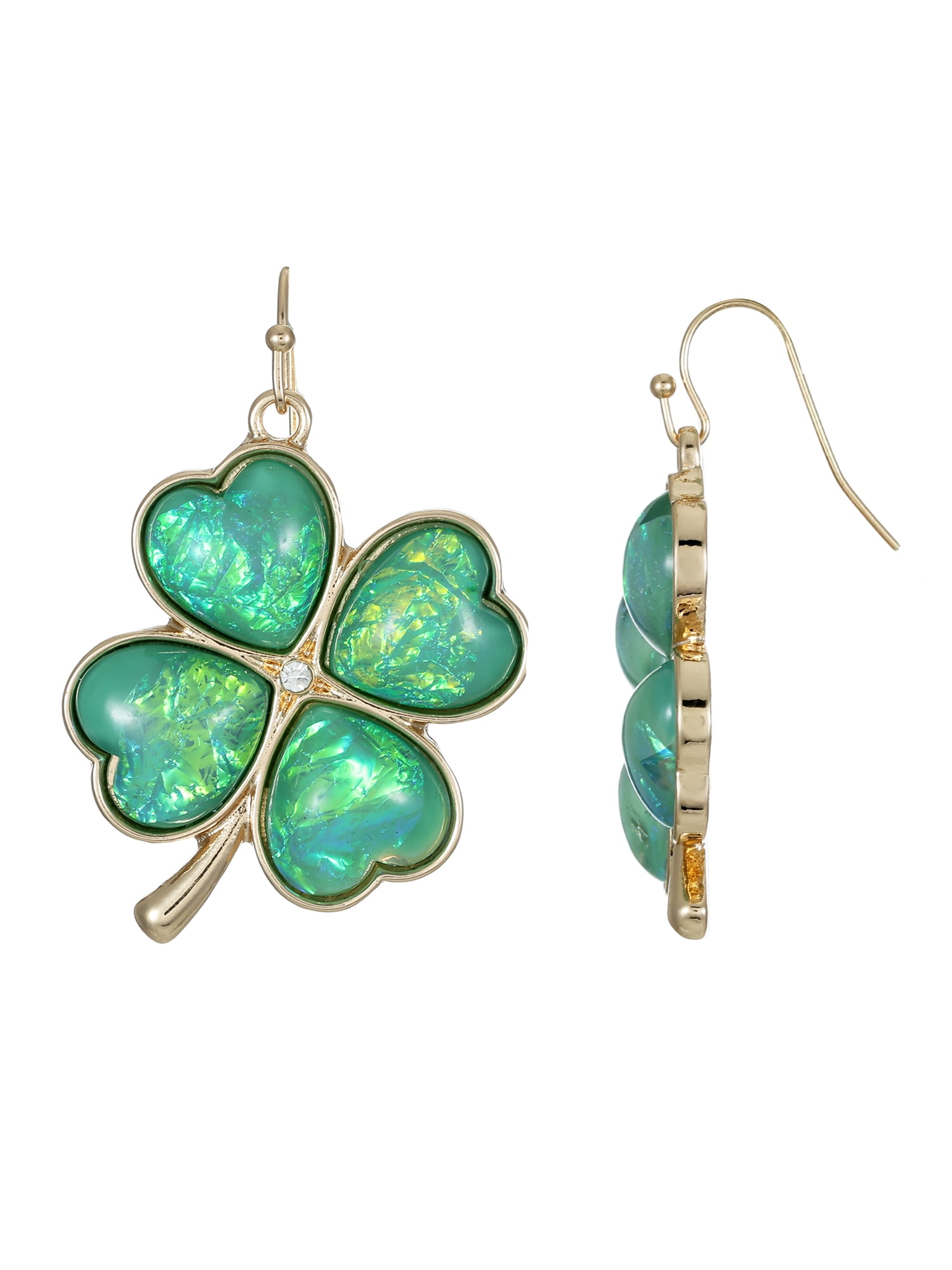 Way to Celebrate St. Patrick's Day Gold Shamrock Earrings , 1 Pair