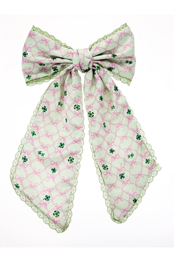 St. Patrick's Day Green and Pink Hairbow, 1 Piece