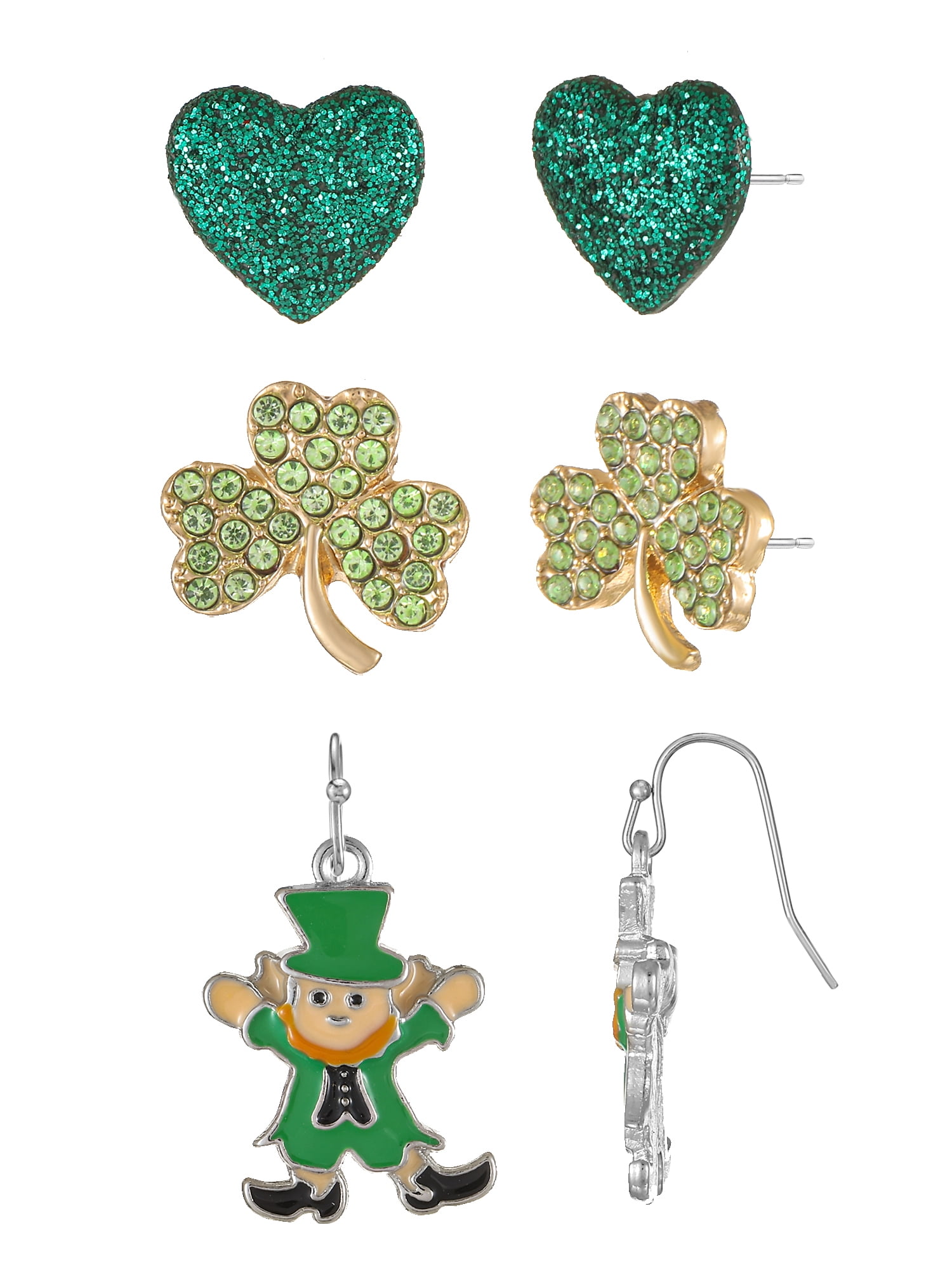 Way to Celebrate St. Patrick's Day Leprechaun Trio Earrings, 3 Pair