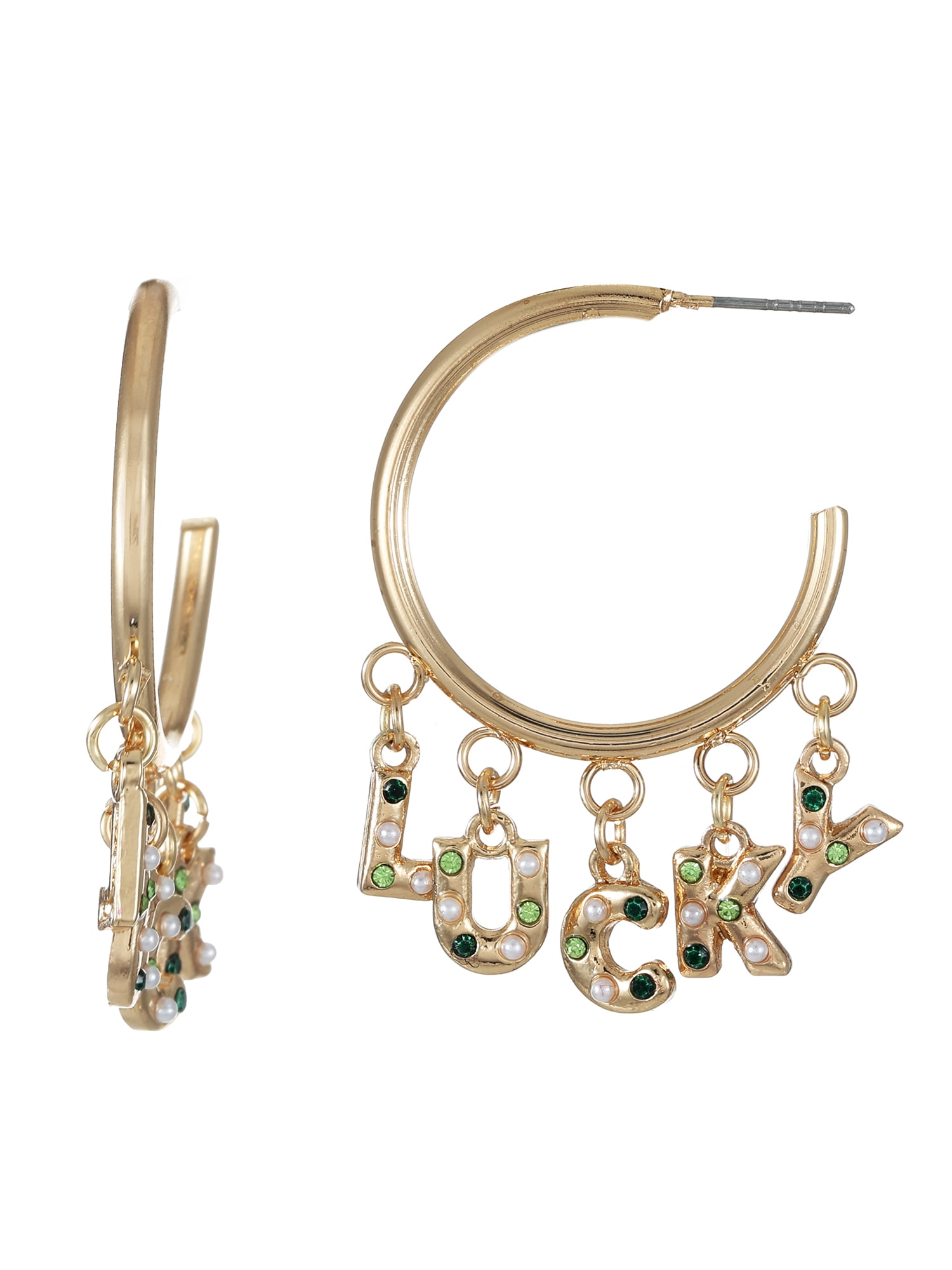 Way to Celebrate St. Patrick's Day Lucky Hoop Earrings, 1 Pair