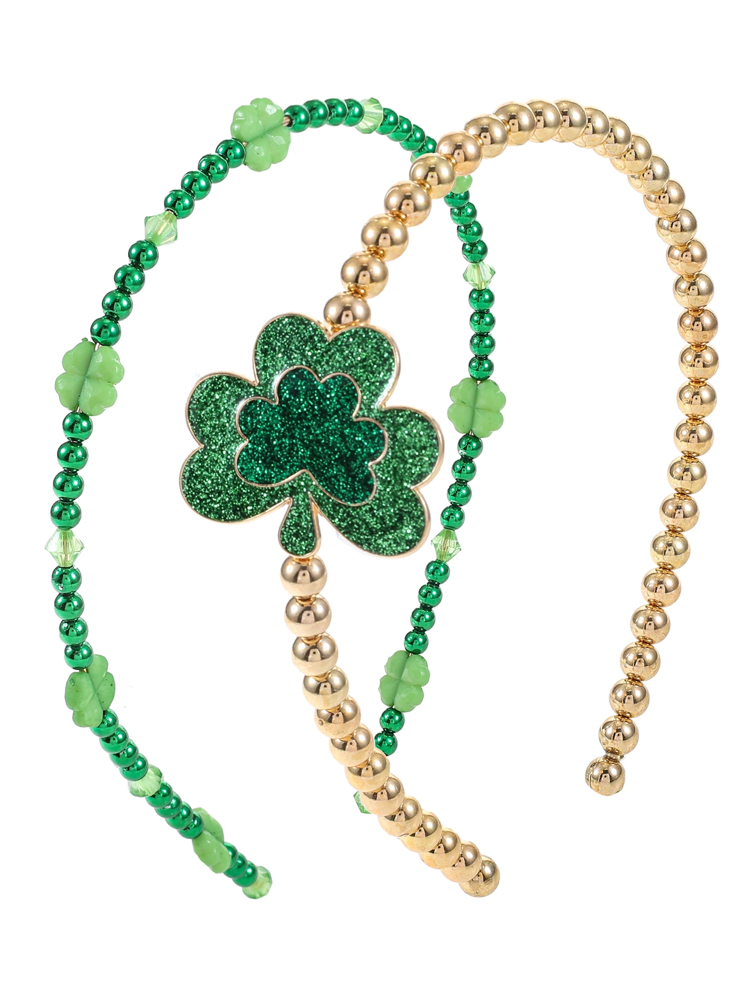 Way to Celebrate St. Patrick's Day Motif Bead Headbands, 2 Pieces