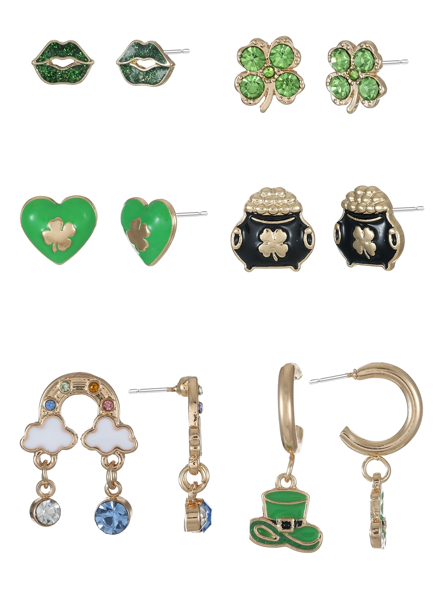 Way to Celebrate St. Patrick's Day Motif Earrings set, 6 Pair