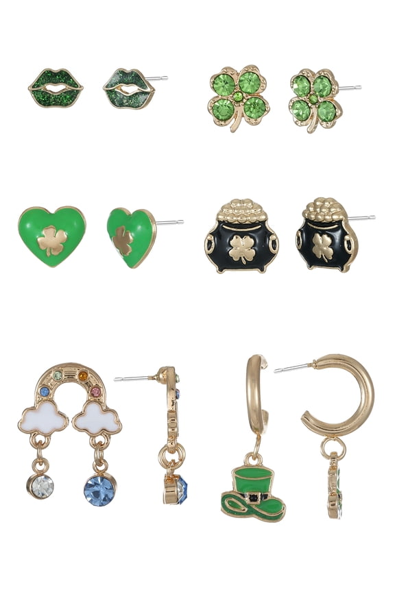 St. Patrick's Day Motif Earrings set, 6 Pair