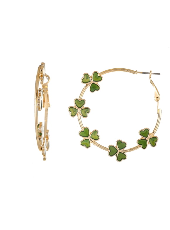 St. Patrick's DayShamrock Hoop Earrings, 1 Pair