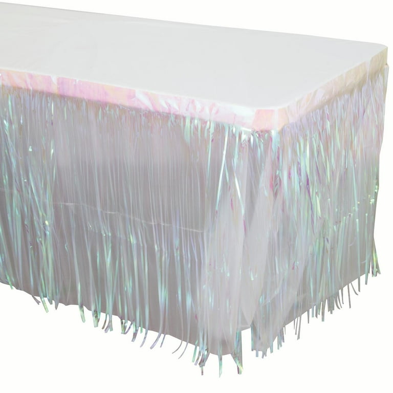 Way to Celebrate Tableskirt with Fringe Iridescent 27 x 18 Walmart
