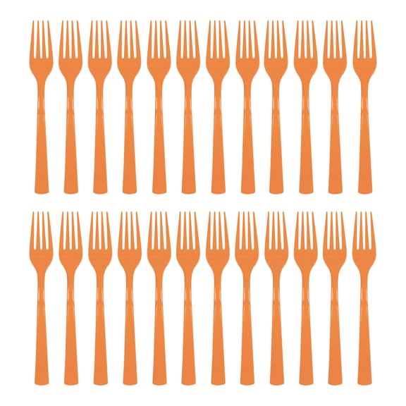24 Count Orange Disposable Plastic Forks by Way To Celebrate
