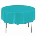 thumbnail image 1 of Way to Celebrate! Teal Plastic Round Tablecloths, 84in, 2ct, 1 of 7