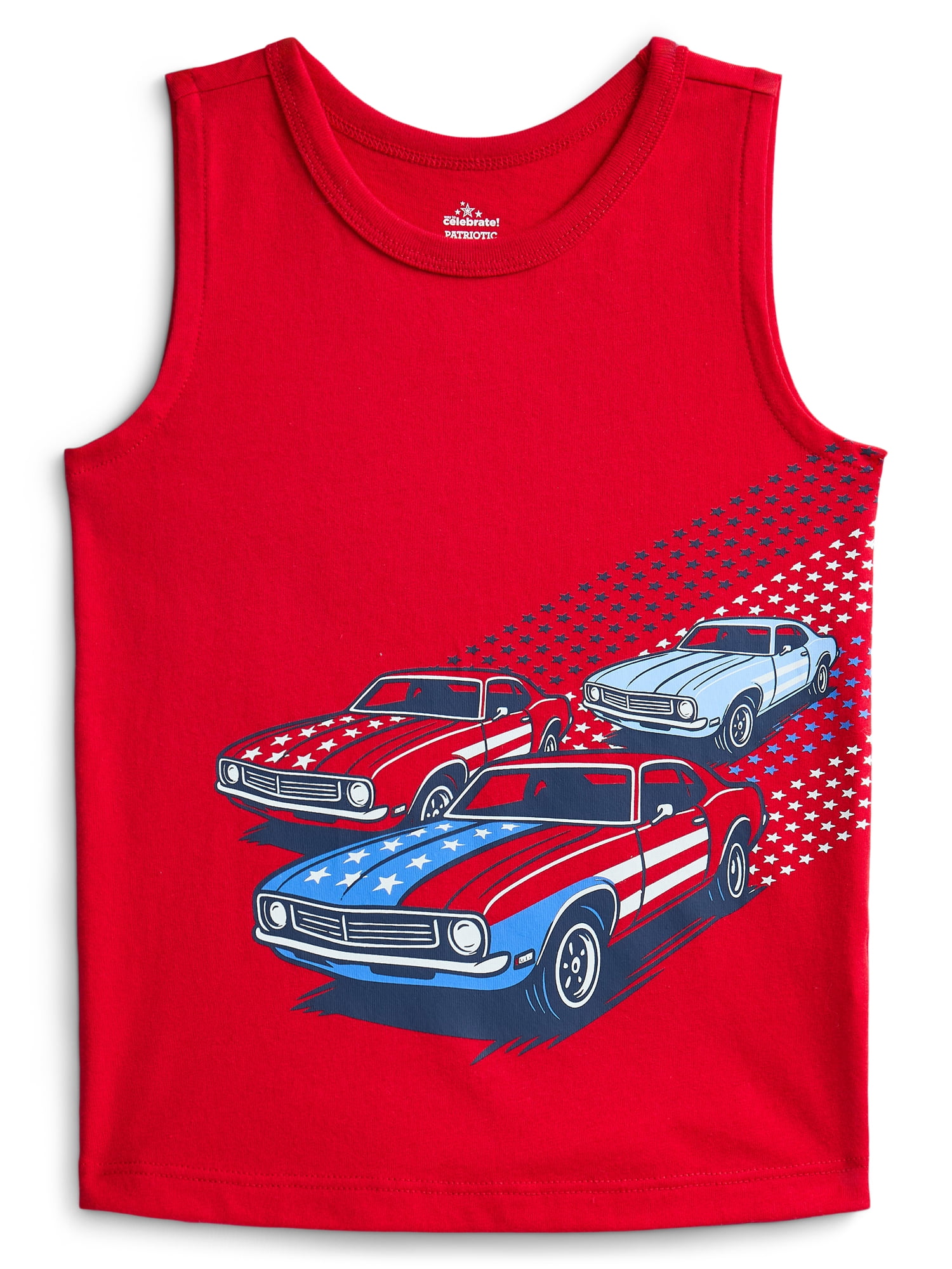 Way To Celebrate Fourth of July Toddler Boys Patriotic Americana Americana Muscle Tank Top, Sizes 12M-5T