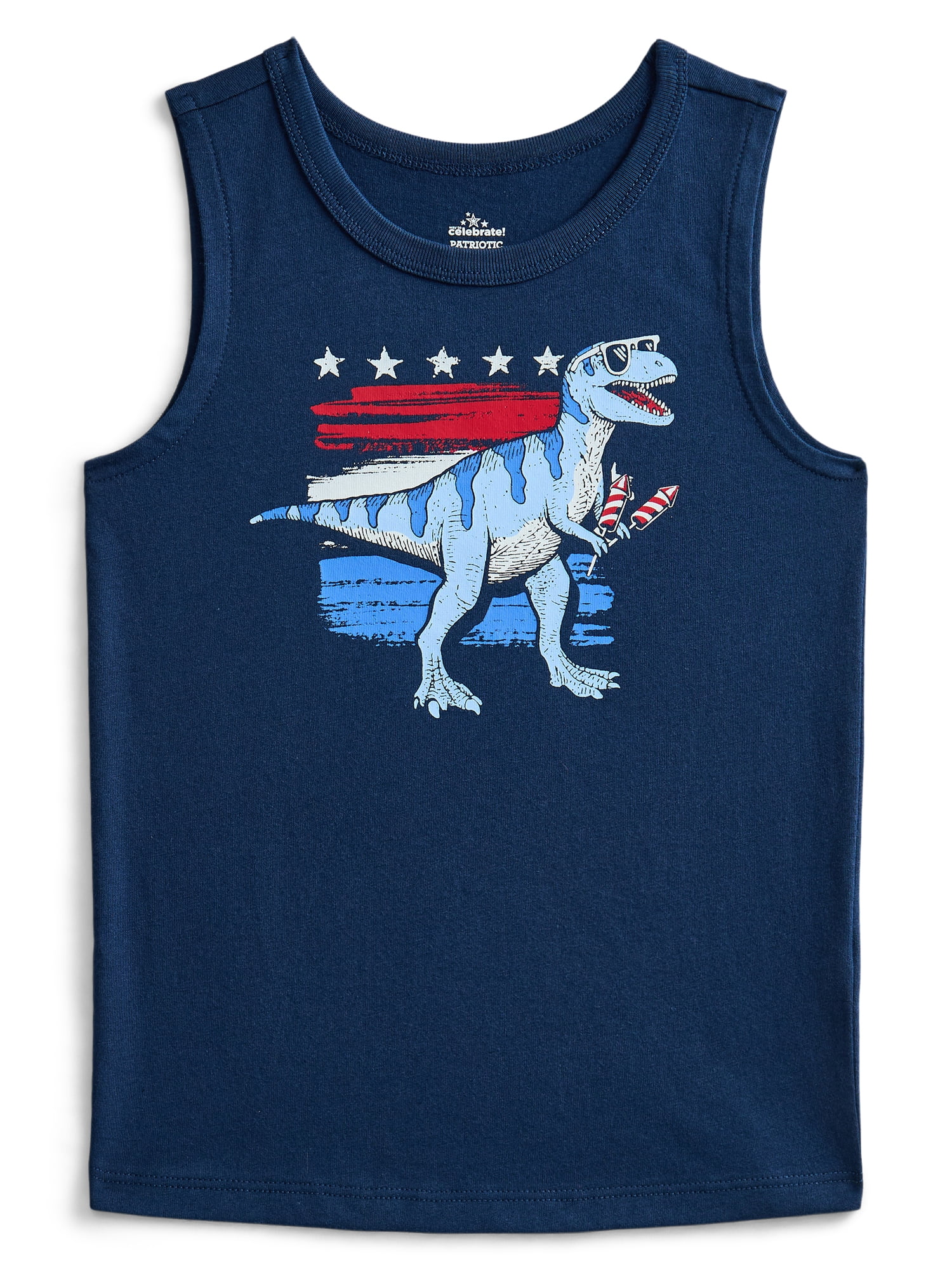 Way To Celebrate Fourth of July Toddler Boys Patriotic Americana Americana Muscle Tank Top, Sizes 12M-5T