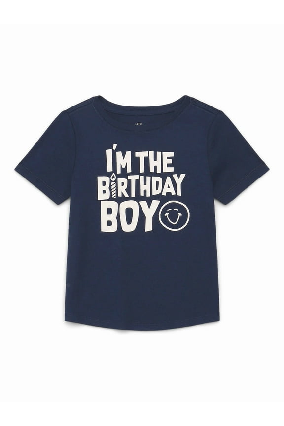 Birthday Toddler Boy Graphic Tee with Short Sleeves, Sizes 12M-5T