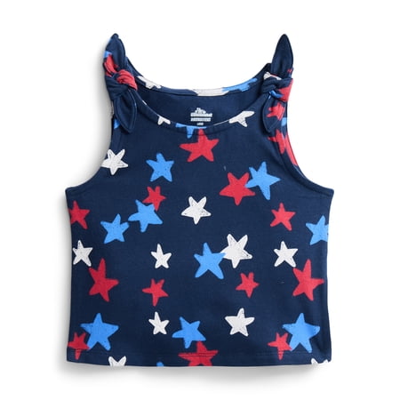 Way To Celebrate Fourth of July Toddler Girls Patriotic Americana Americana Knot Tank Top, Sizes 12M-5T
