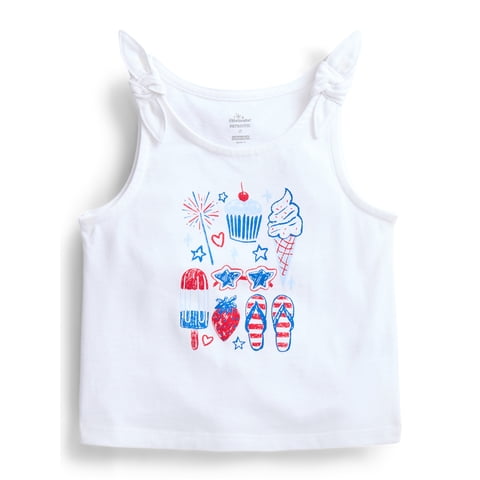 Fourth of July Toddler Girls Patriotic Americana Americana Knot Tank Top, Sizes 12M-5T