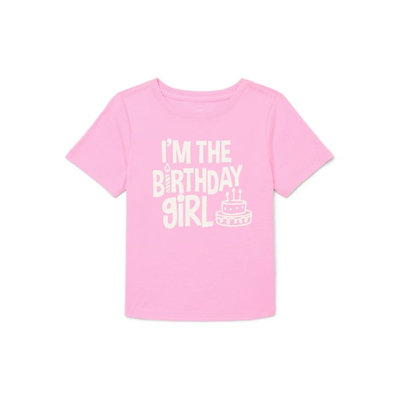 Wonder Nation Birthday Toddler Girl Graphic Tee with Short Sleeves, Sizes 12M-5T