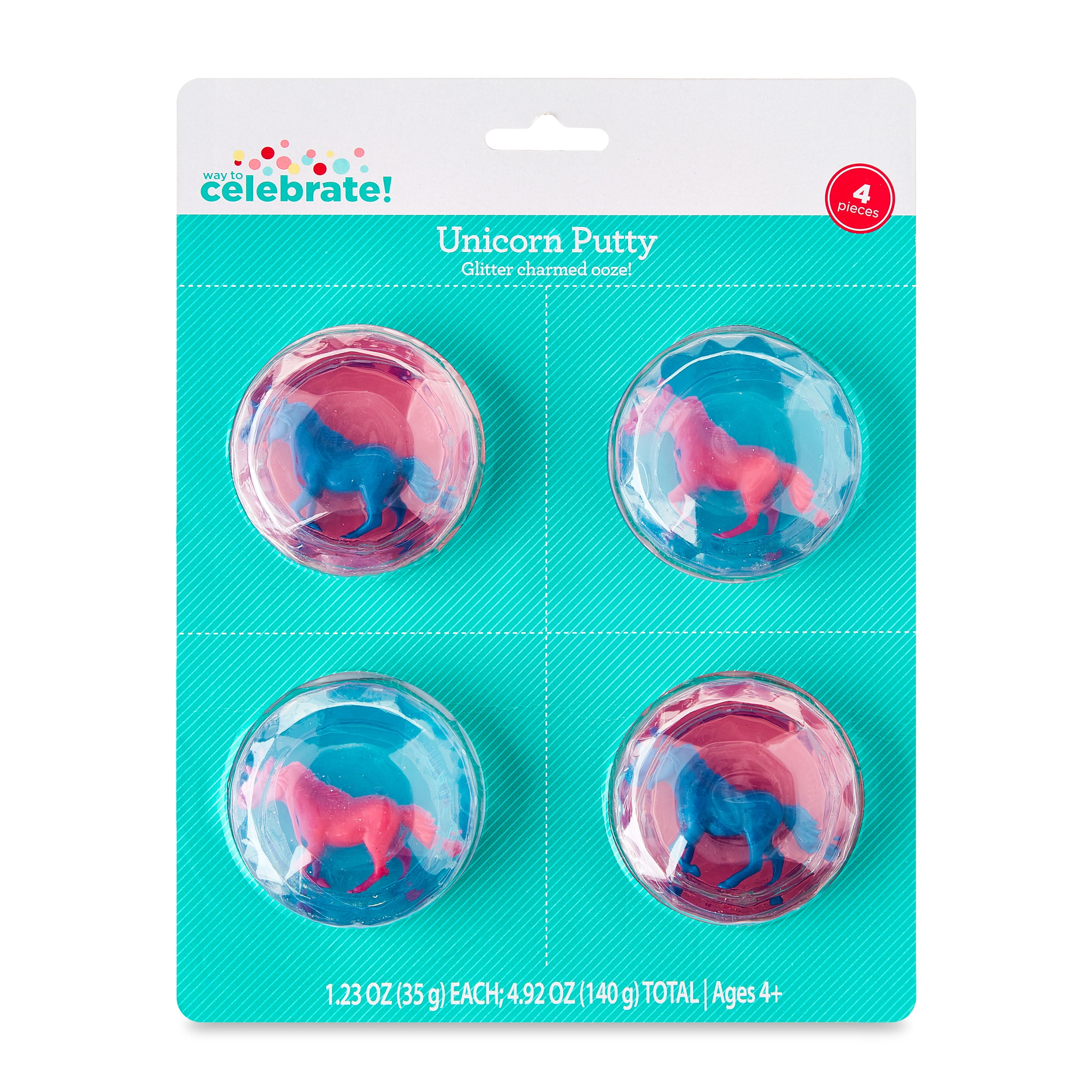 Way To Celebrate Multicolor Unicorn Putty Favors, 4 Count with Pink and ...