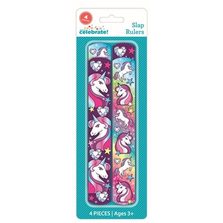 Multi-Color Unicorn Slap Ruler Bracelet Party Favors, 4 Count, by Way To Celebrate