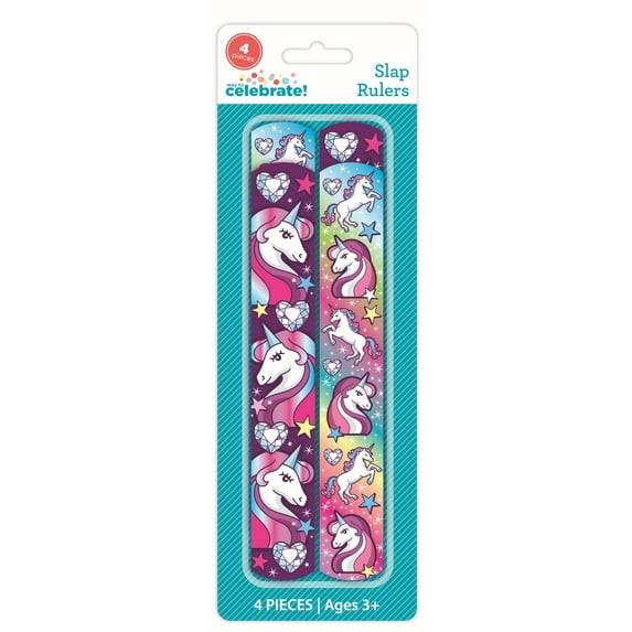 Multi-Color Unicorn Slap Ruler Bracelet Party Favors, 4 Count, by Way To Celebrate