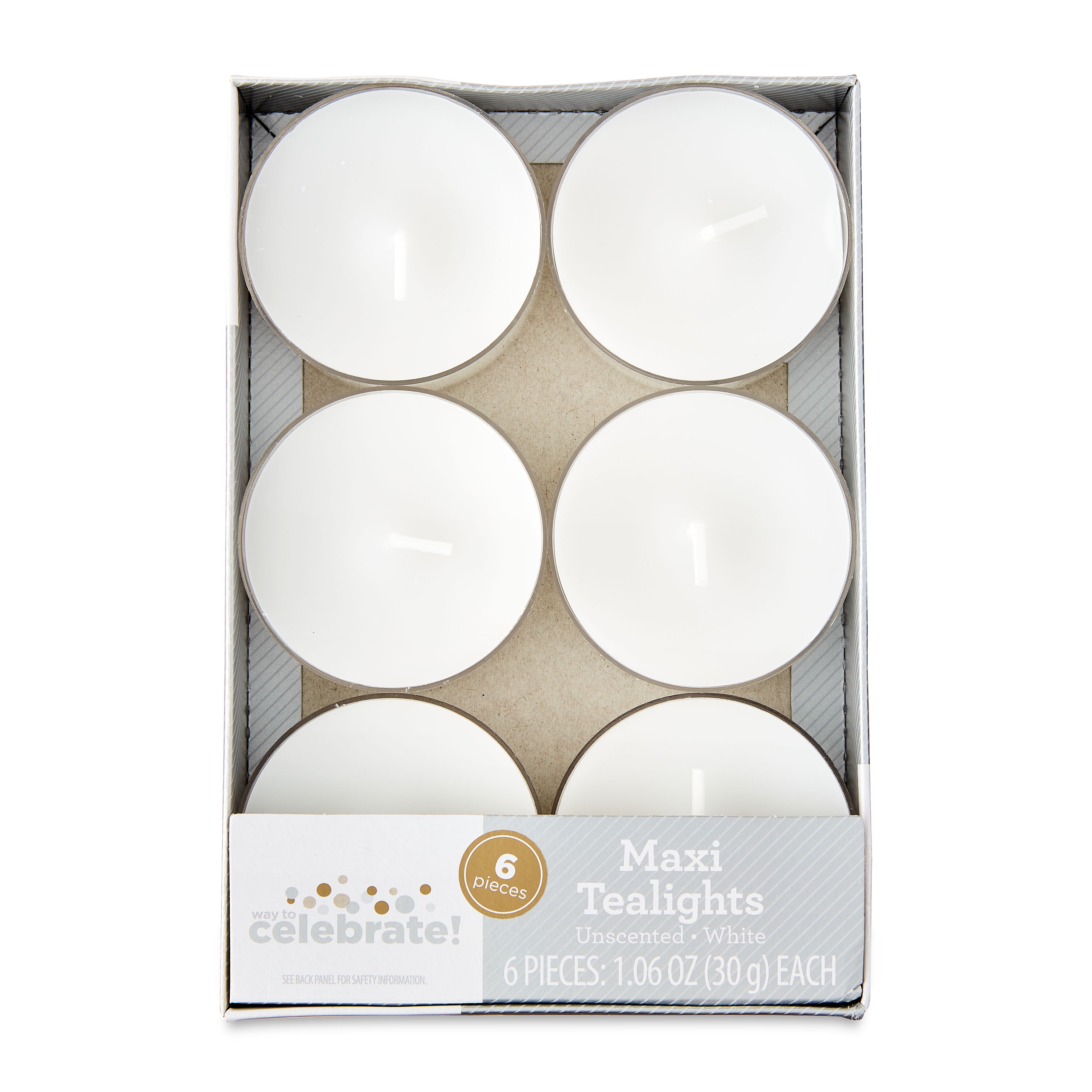Way To Celebrate Maxi Tealight Candles Unscented White 6 Count
