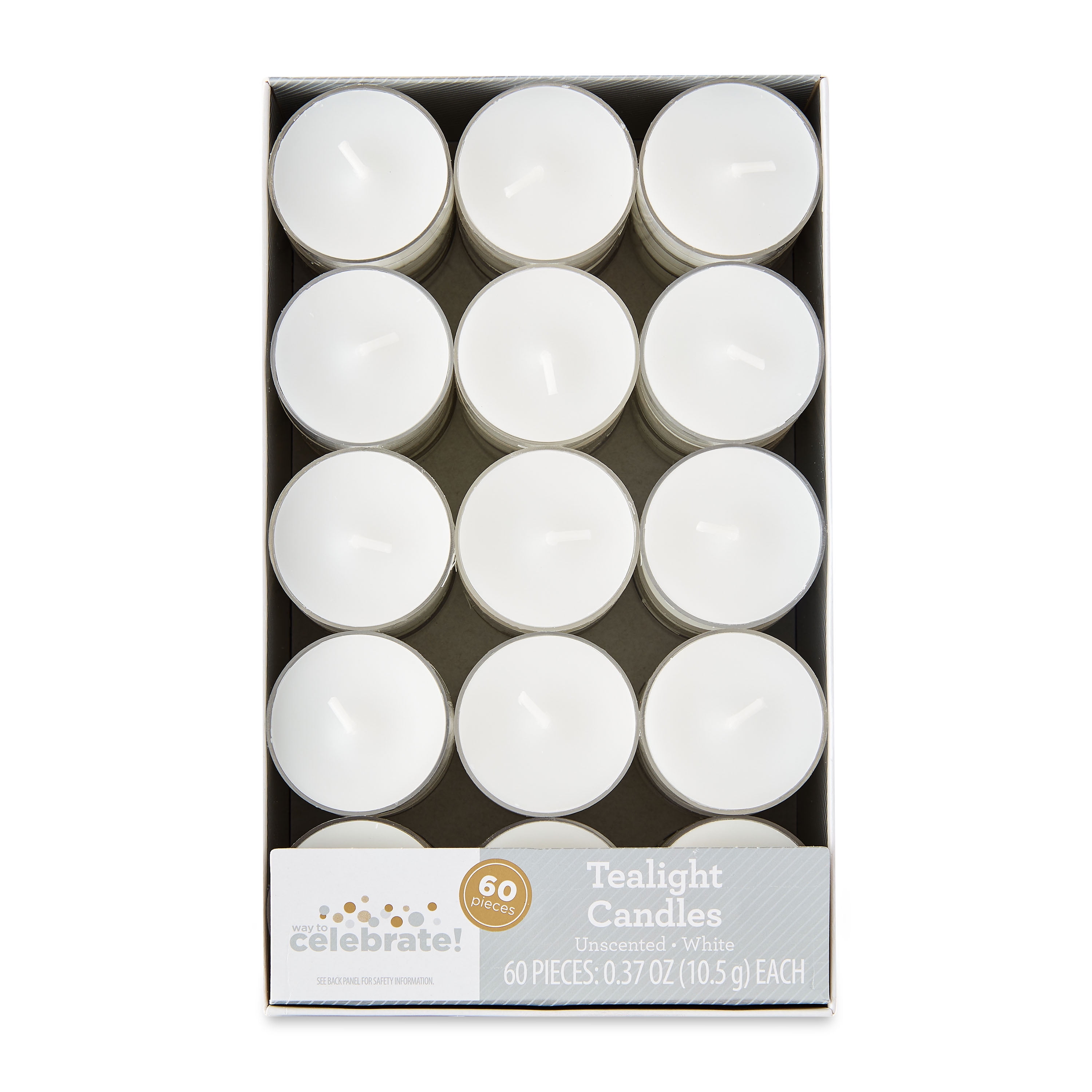 Way To Celebrate Unscented White Tealight Candles, 60 Count
