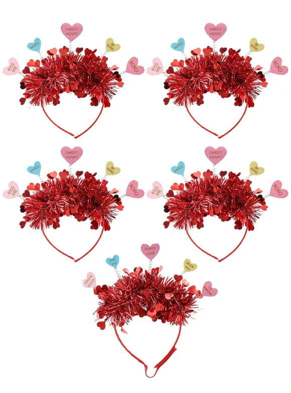 Way to Celebrate Valentine's Day Candy Heart Headbands, Set of 5