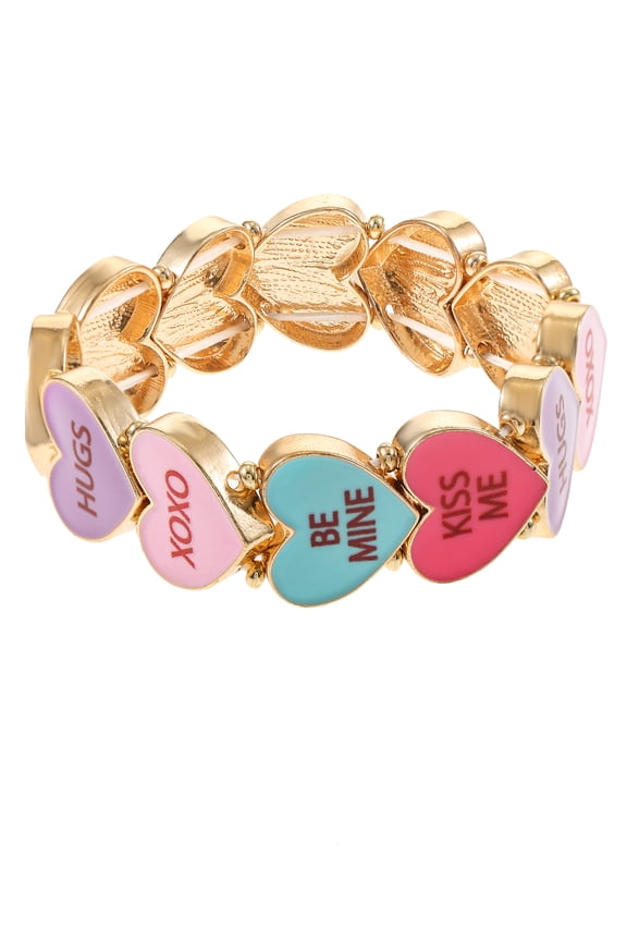 Valentine's Day Candy Hearts Bracelets, 3 piece