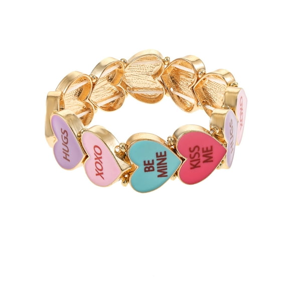 Way to Celebrate Valentine's Day Candy Hearts Bracelets, 3 piece