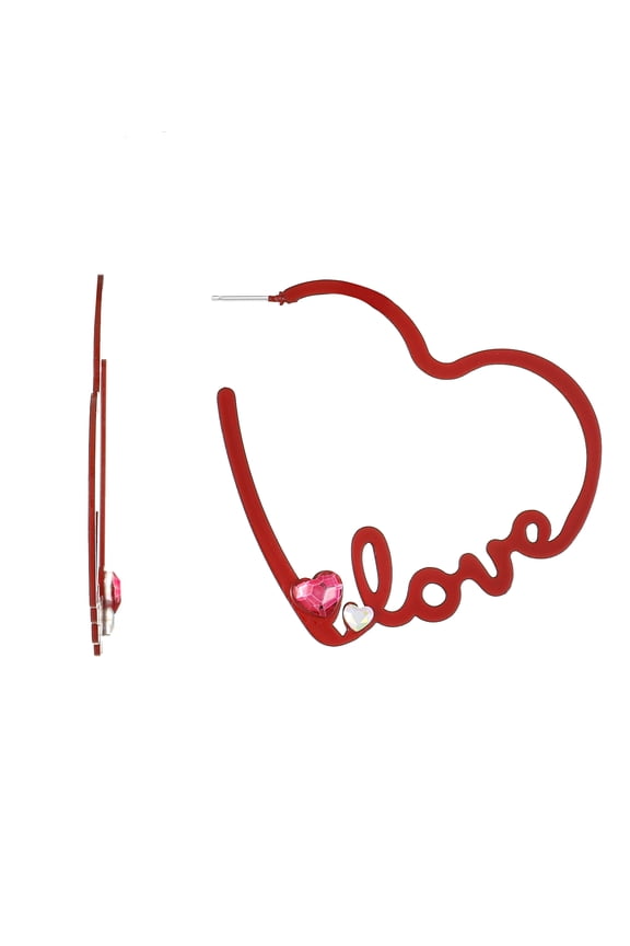 Valentine's Day Love Hoop Earring 1, Pair