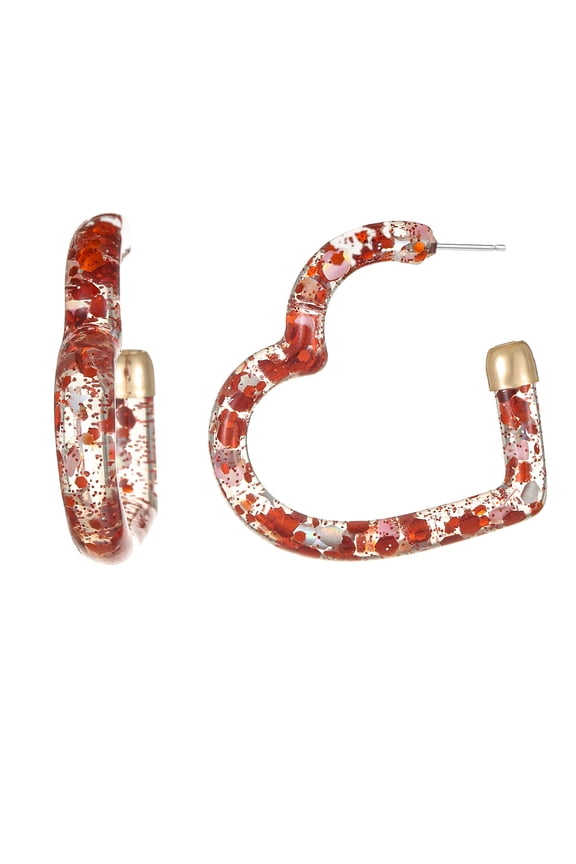 Valentine's Day Open Heart Hoop Earrings, 1 Pair