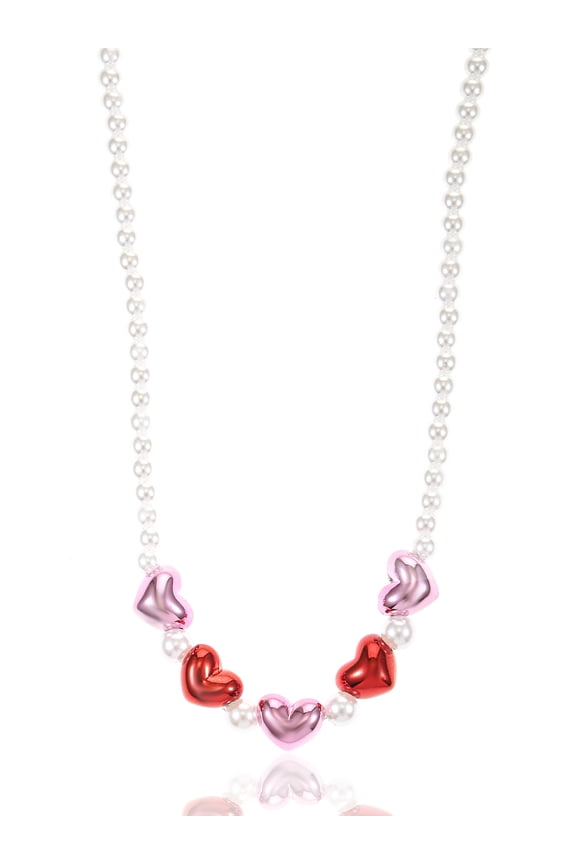 Valentine's Day Pearl Heart Necklace, 1 Piece