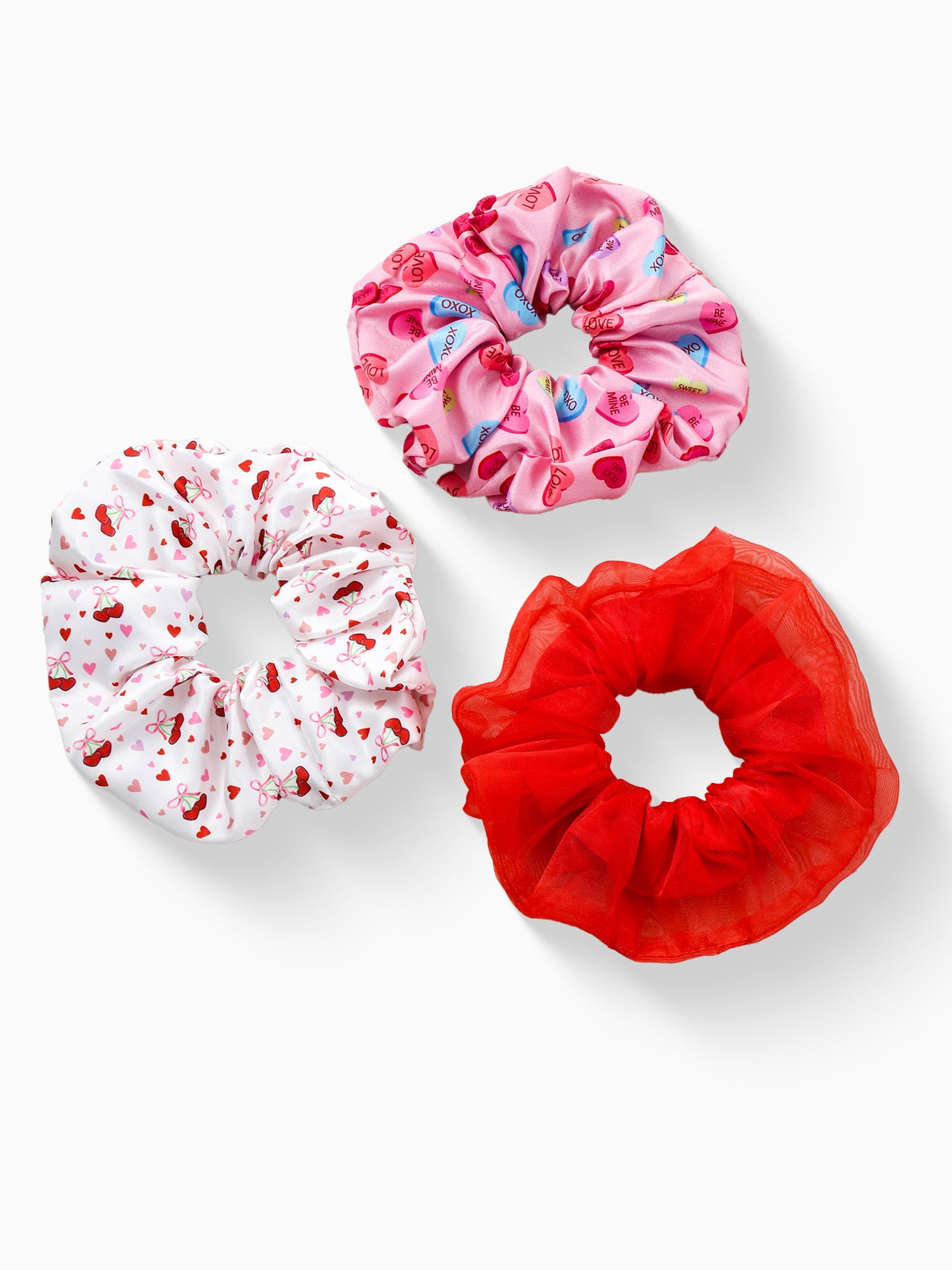 Way to Celebrate Valentine's Day Pink Scrunchies Set,3 Piece
