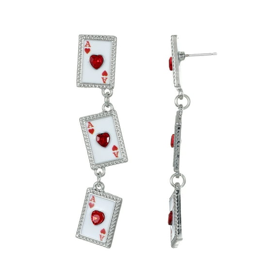 Way to Celebrate Valentine's Day Playing Cards Earrings, 1 Pair